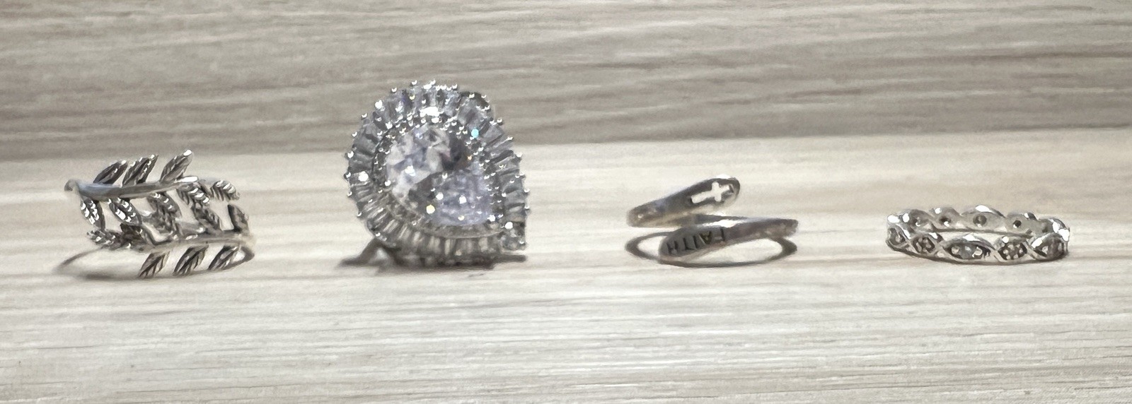 Lot of 4 Assorted Vintage Silver Rings, Assorted Sizes, 3 Marked 925