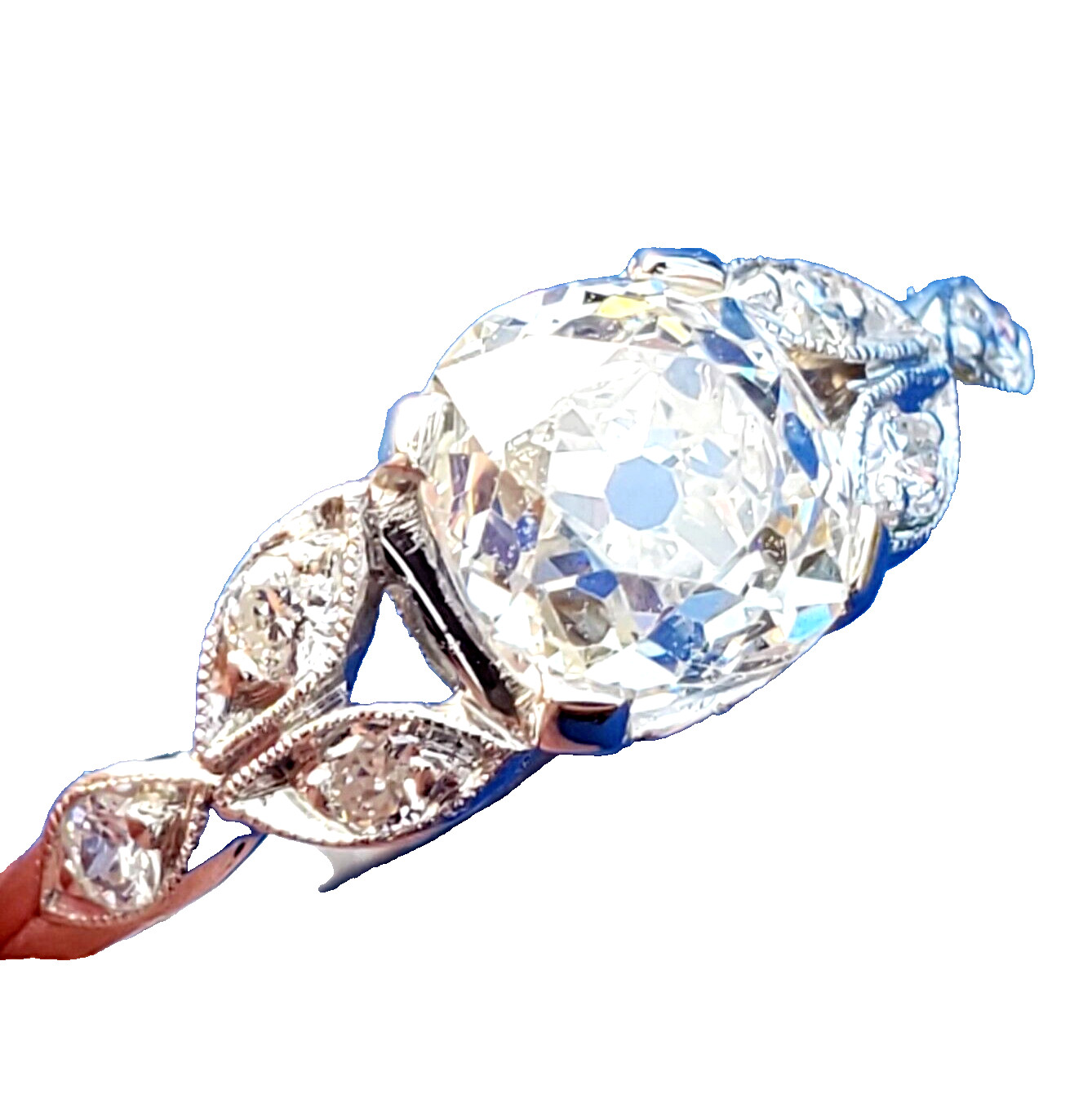 Original EARTH MINED DIAMOND Deco Engagement Ring Vintage PLATINUM Solitaire 1.3