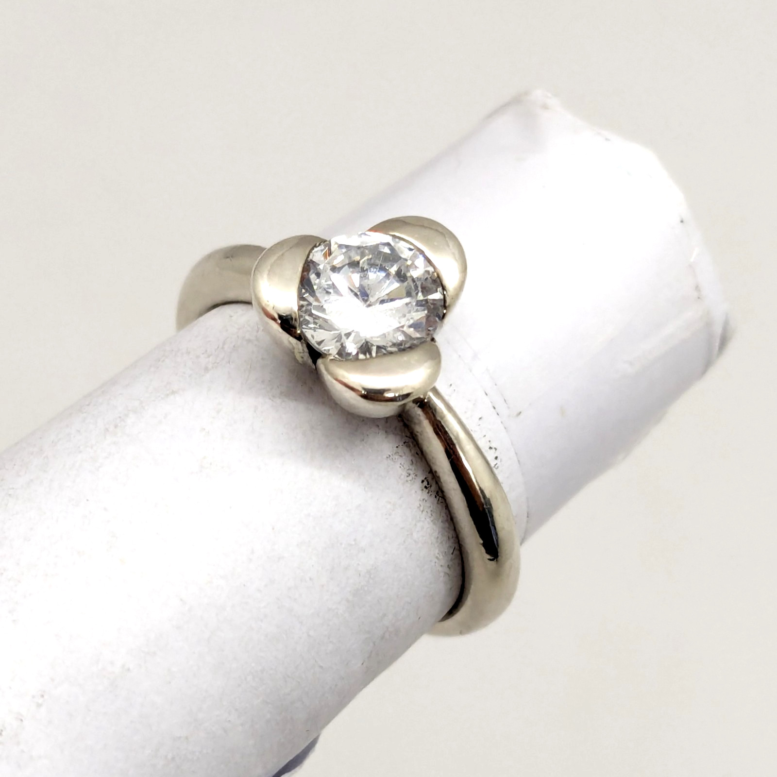 Vintage Elegant RING Silver 925 with Bright Stone -size: 6.5US (16.7mm)| UA #126