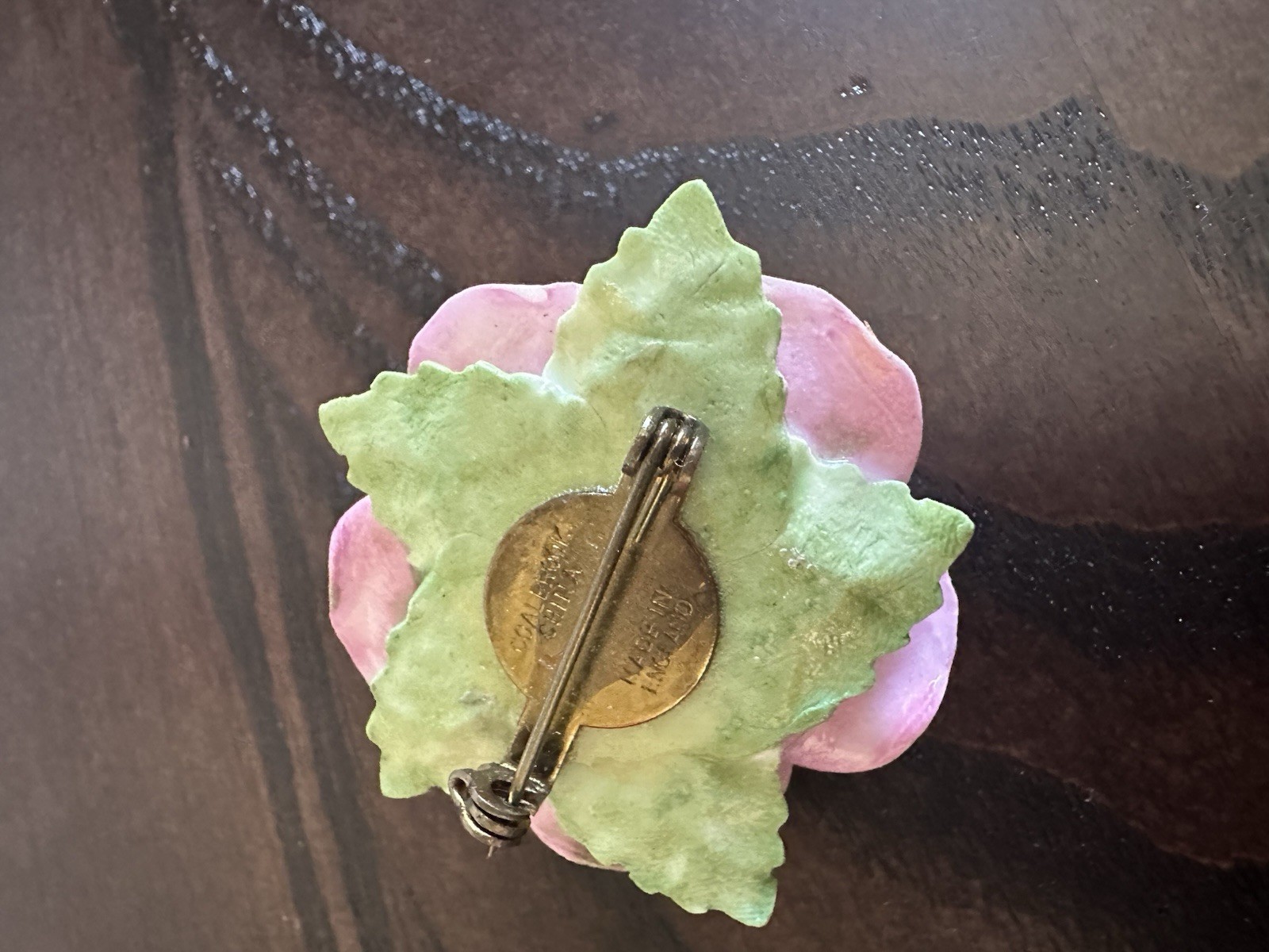 Vintage Coalbrook Bone China Brooch Pink Rose Made In England