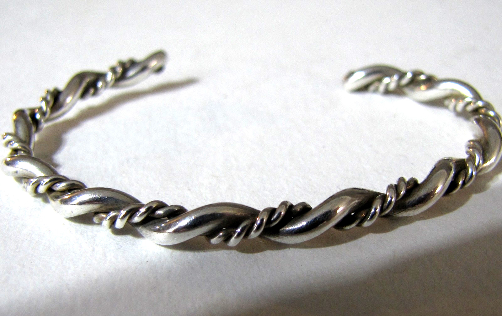 Vintage Sterling Silver Cuff Bracelet Minimalist Southwest Stackable Twist Rope