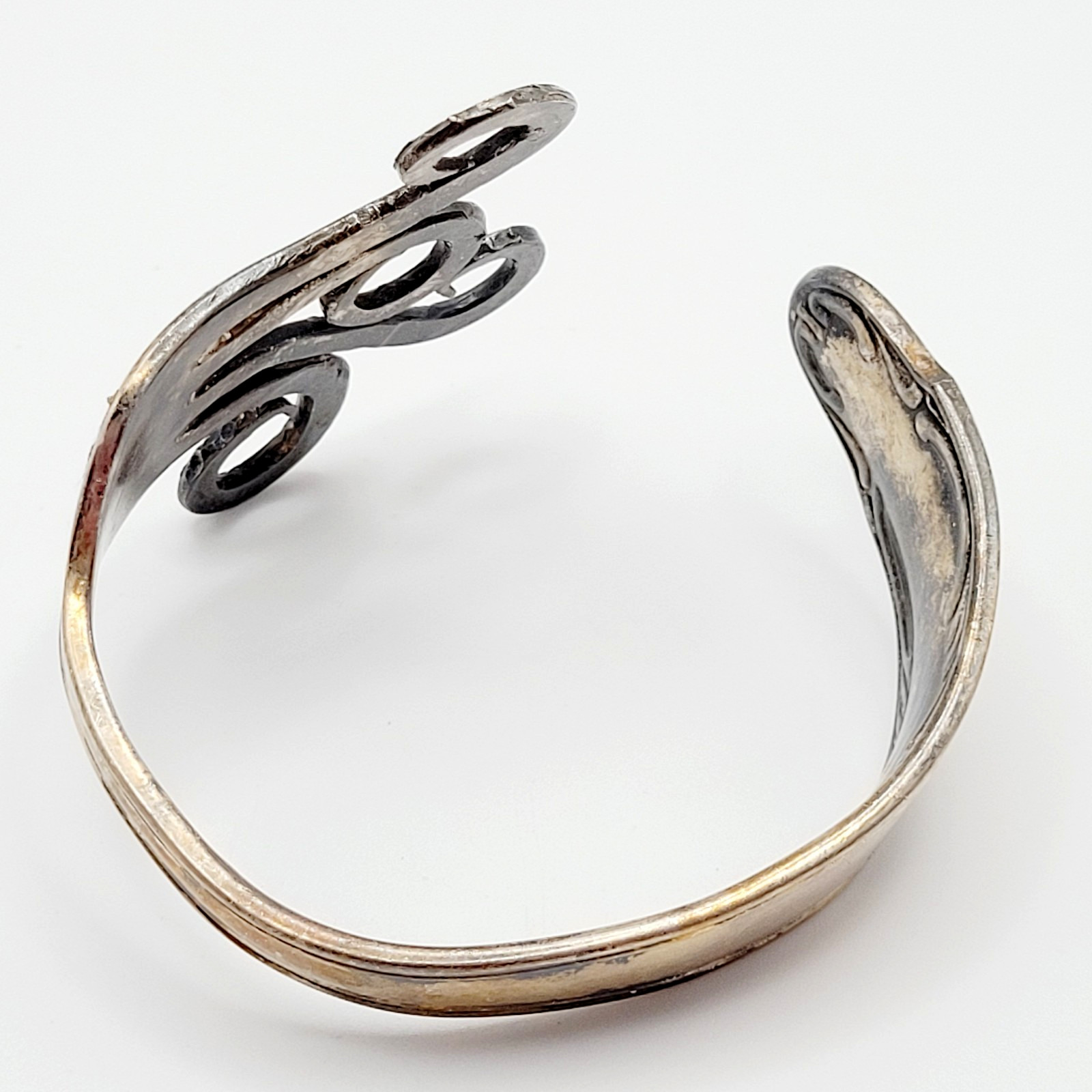 Silverware Silver Plated Fork Cuff Bracelet GES 100 Germany Heavy Tarnish Wear