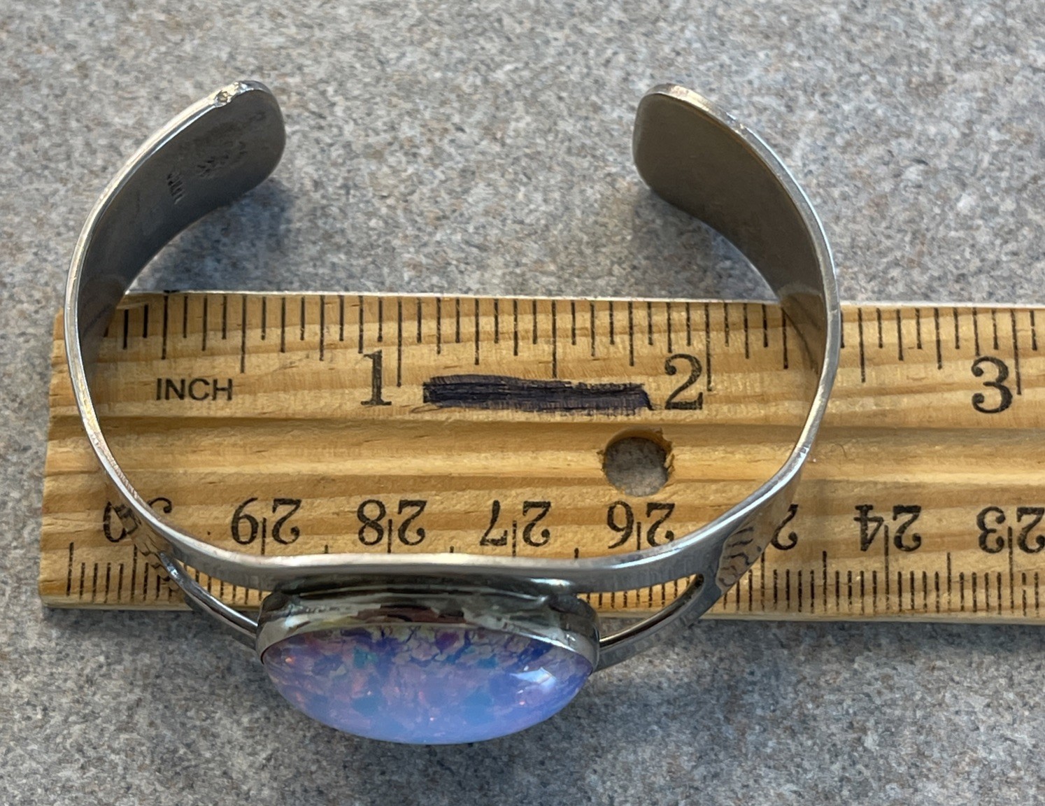 Taxco Mexico Sterling Silver 925 Opal Glass Heavy Cuff Bracelet 30g