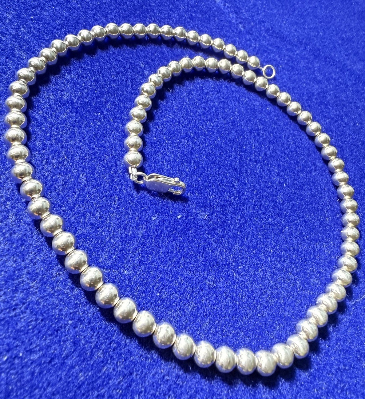 VTG 925 Sterling Silver 6mm Bead Necklace 18” Ball Hollow Beads Necklace