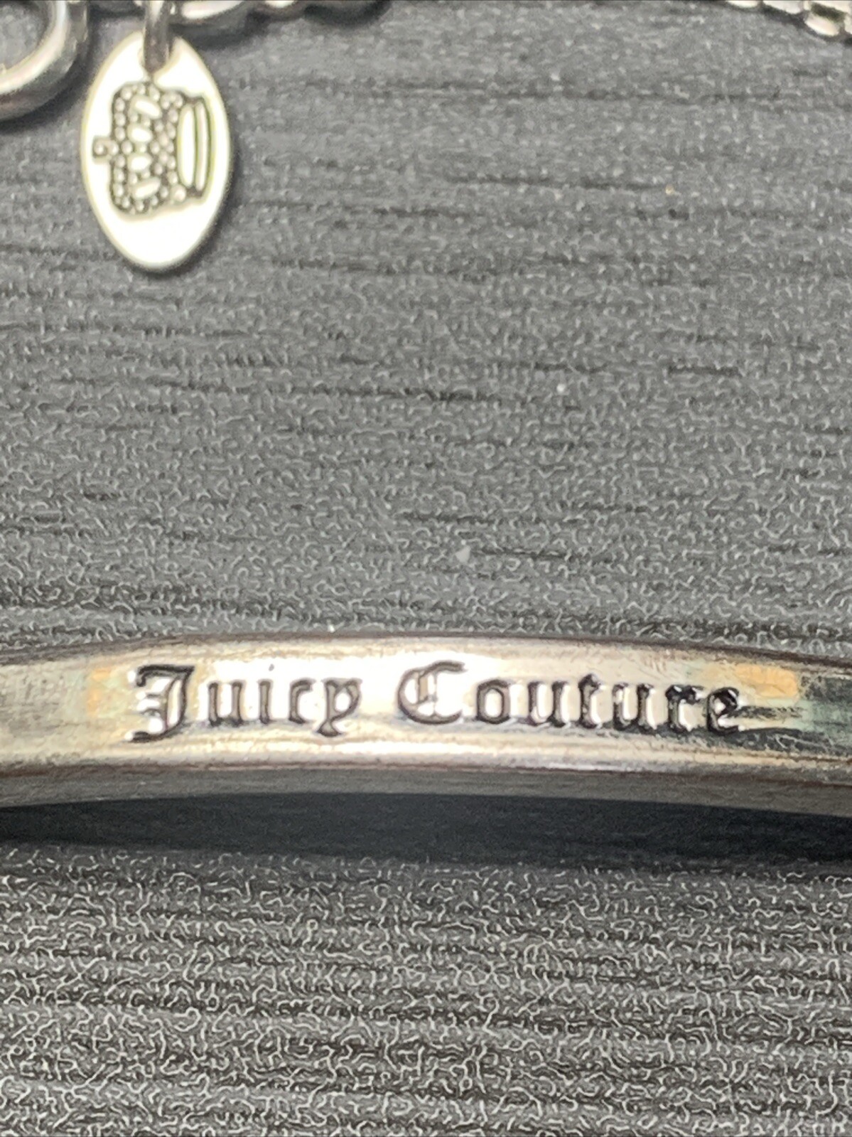 Vintage Juicy Couture Delicate Silver Tone ID BRACELET 7”