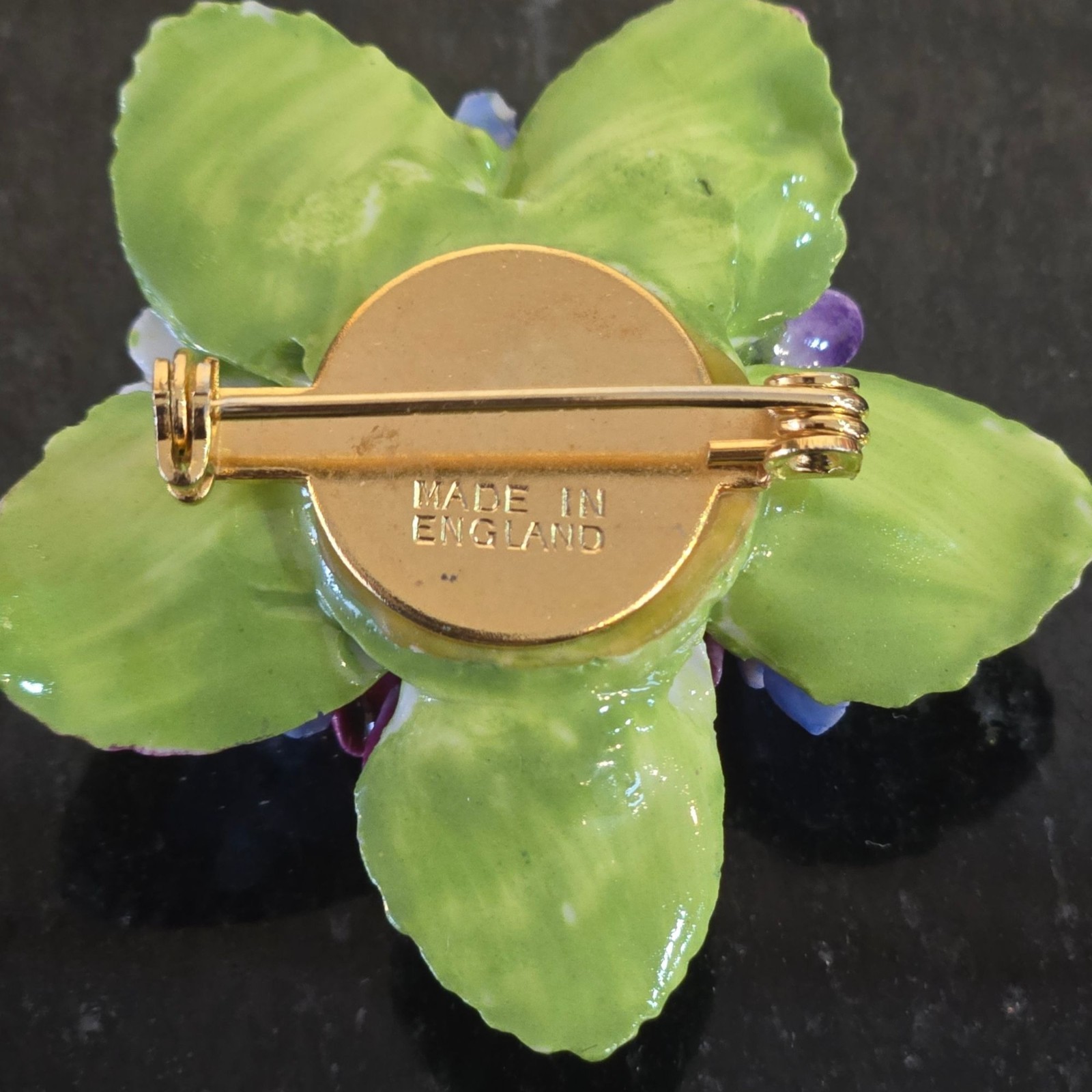 Vintage Bone China Floral Brooch Made In England Collectible Staffordshire pin