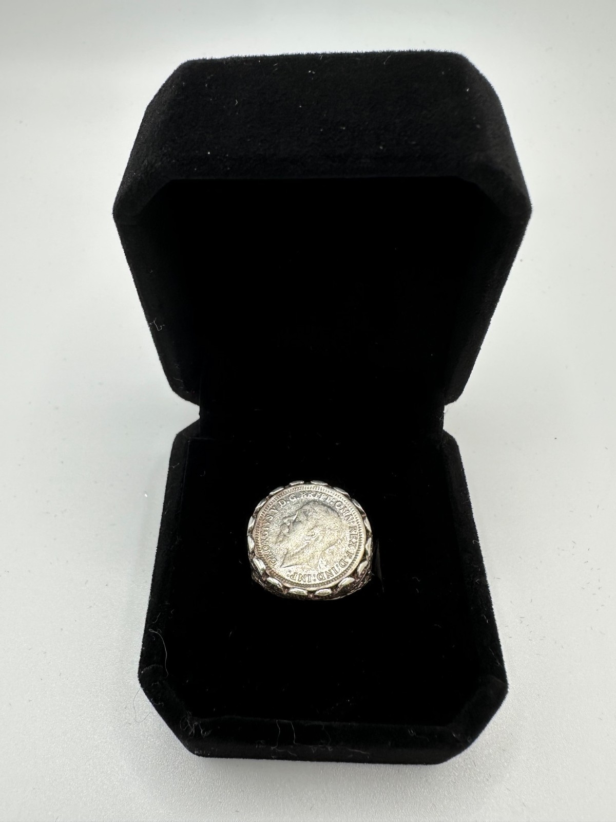 1935 Silver Three Pence Coin Ring