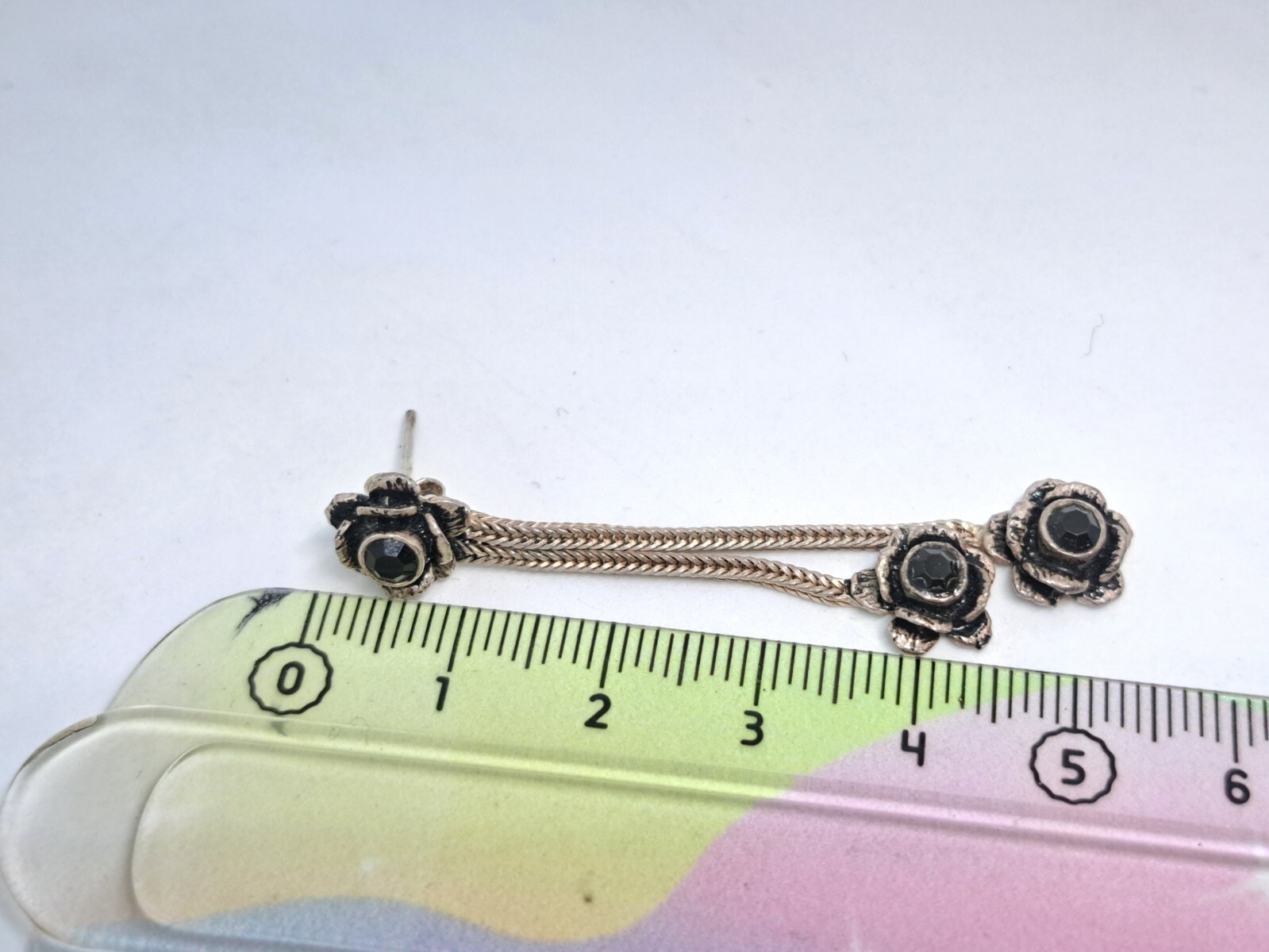 Vintage Set Necklace, Stud Earrings and Bracelet 925 Black Rose Ideal Gift