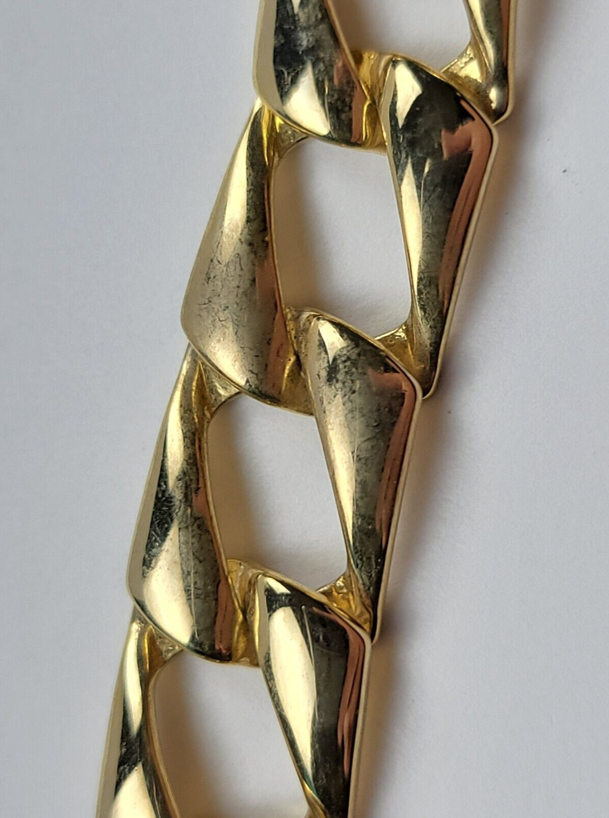 Gold Tone Square Link Chain Collar Necklace 17″ Fold Over Clasp