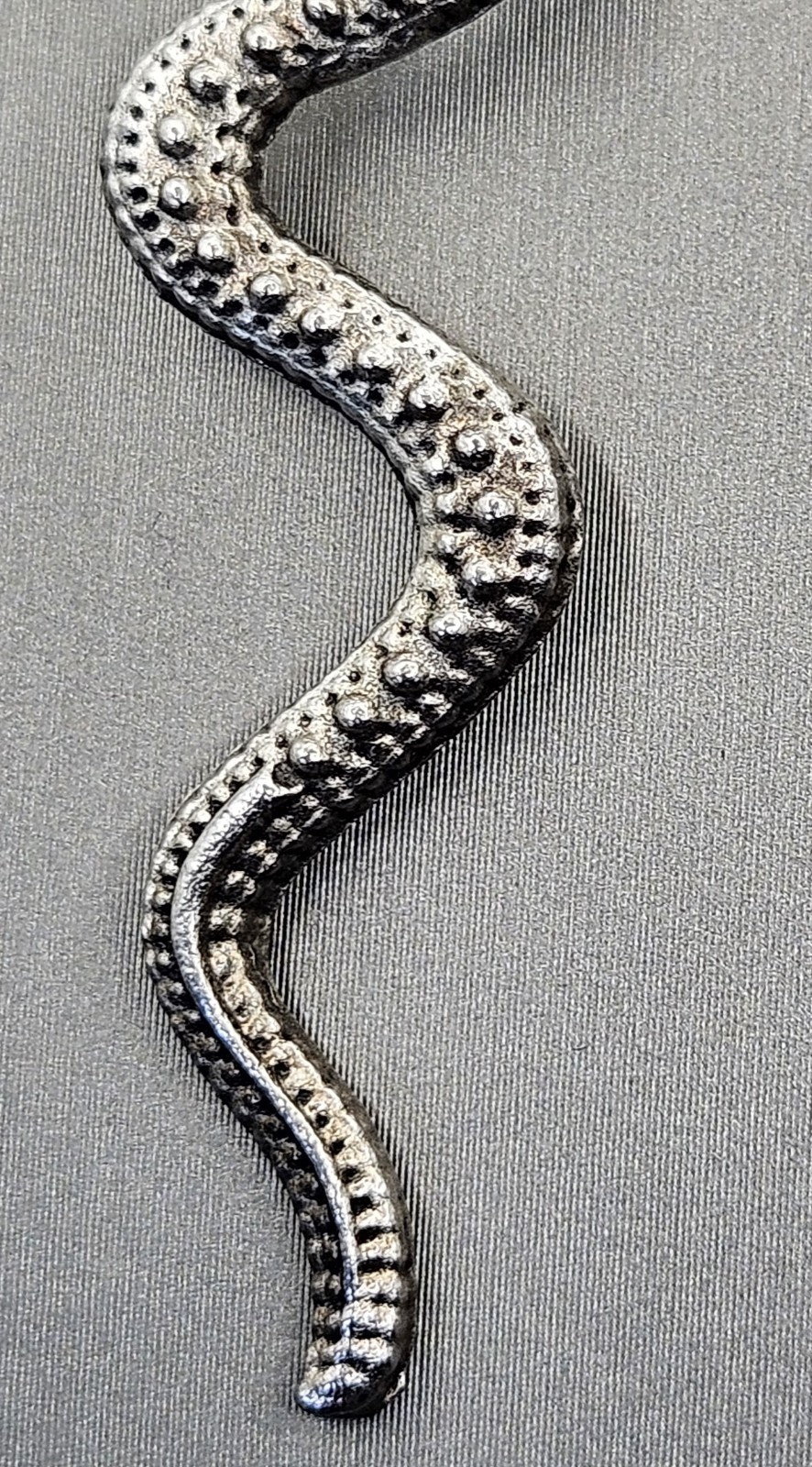 Vintage Snake Pendant Necklace Silver Tone Serpent Choker Chain 15″