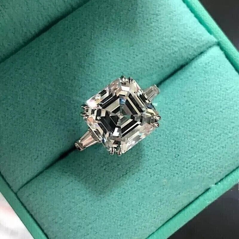 2.5Ct Asscher Cut VVS1 Lab Created Diamond Engagement 14K White Gold Finish Ring
