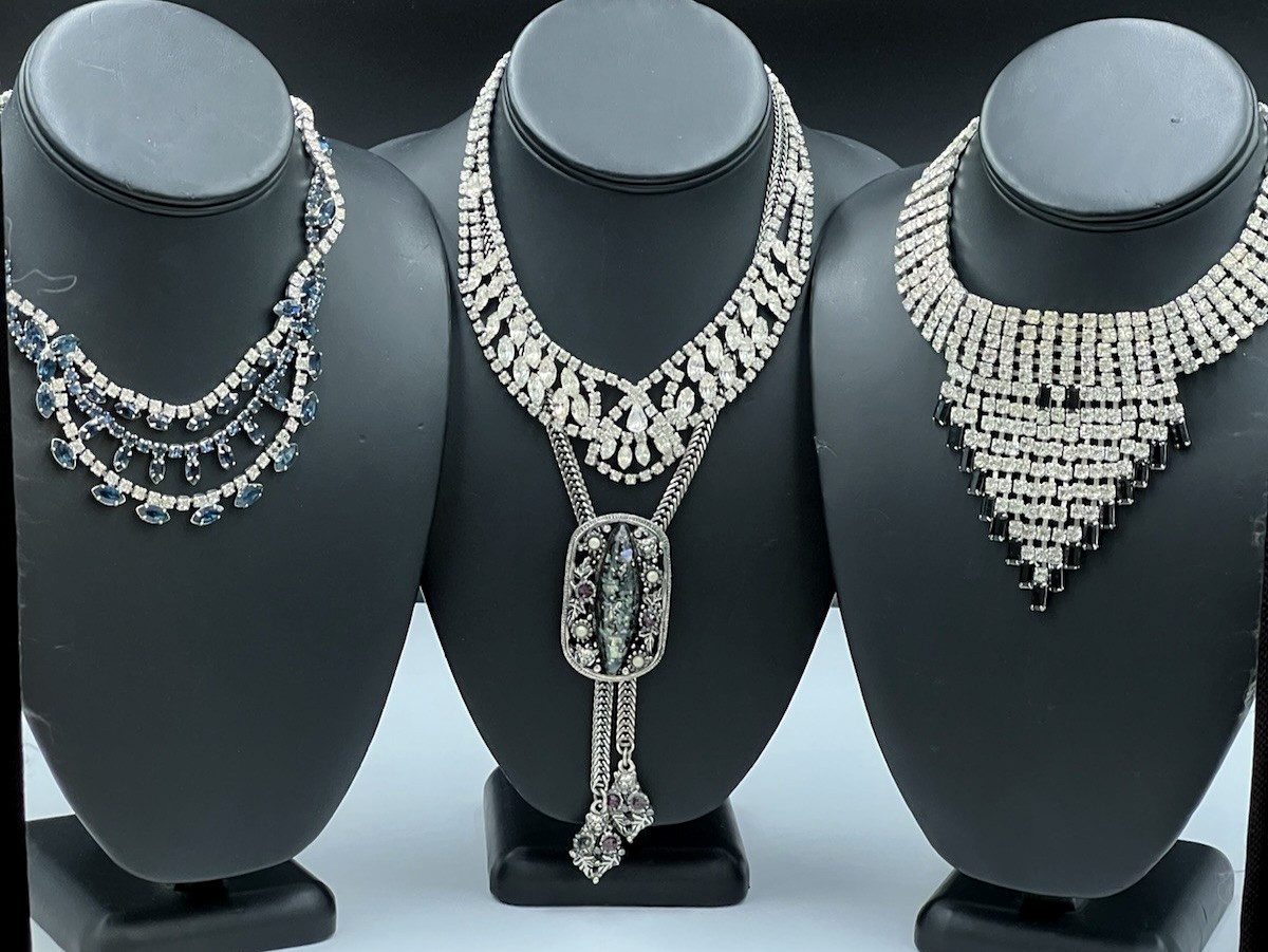 Vintage Rhinestone Necklace Lot, Bib & Statement, Signedf Kramer, Selro
