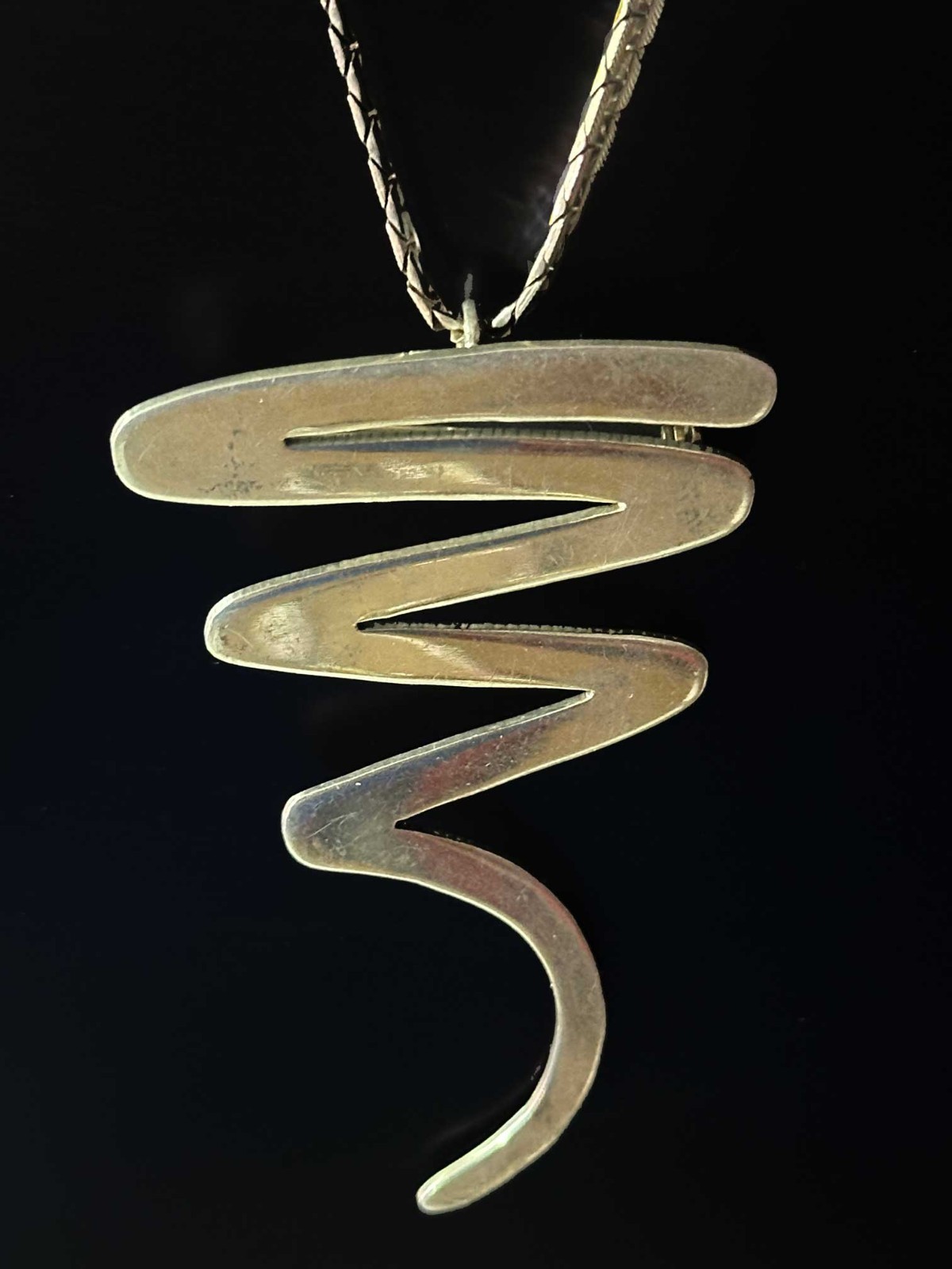 26g 1980s Taxco Mexico 925 Sterling Silver Modernist Zigzag Design with Chain