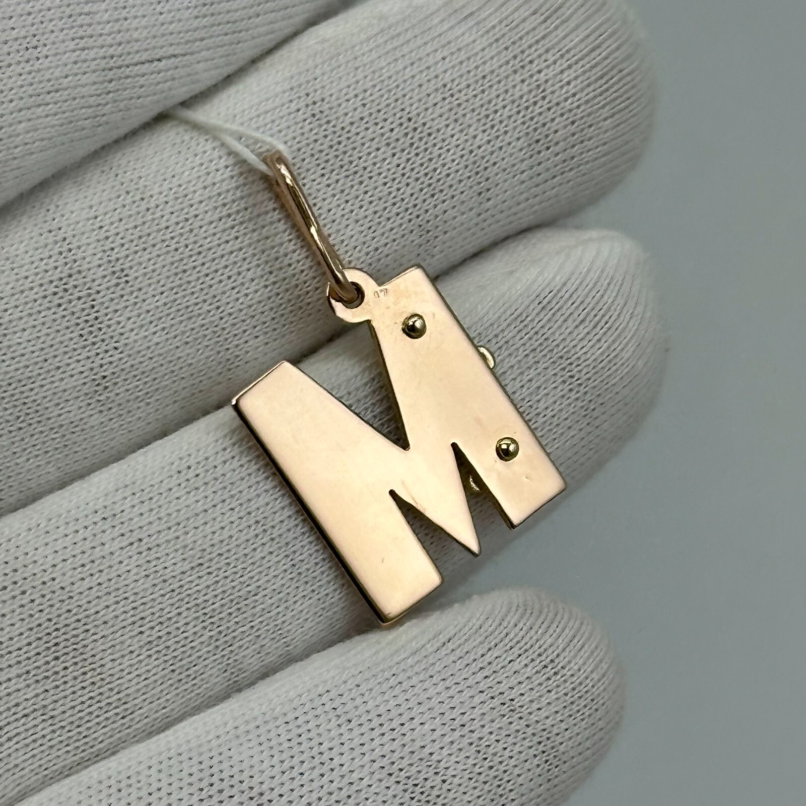 Vintage Original Rose & Yellow Gold Pendant Letter “M” 583 14K 1,80 g. Ukraine