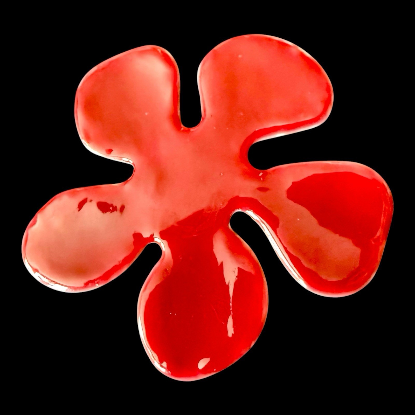 Enamel Flower Brooch Pilgrim Red Pop Art Abstract Flower Pin Vintage Denmark