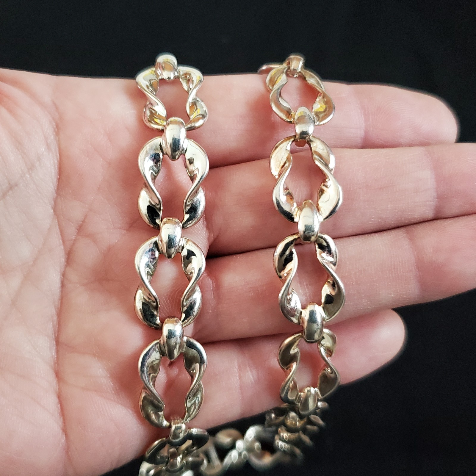 Vintage Link Necklace Bracelet Set Silver Tone 19.5″ 7″