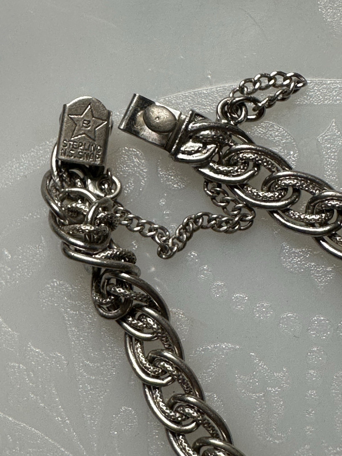 Vintage Sterling Silver Double Link Charm Bracelet Charms Heart Key 7 1/2” Love