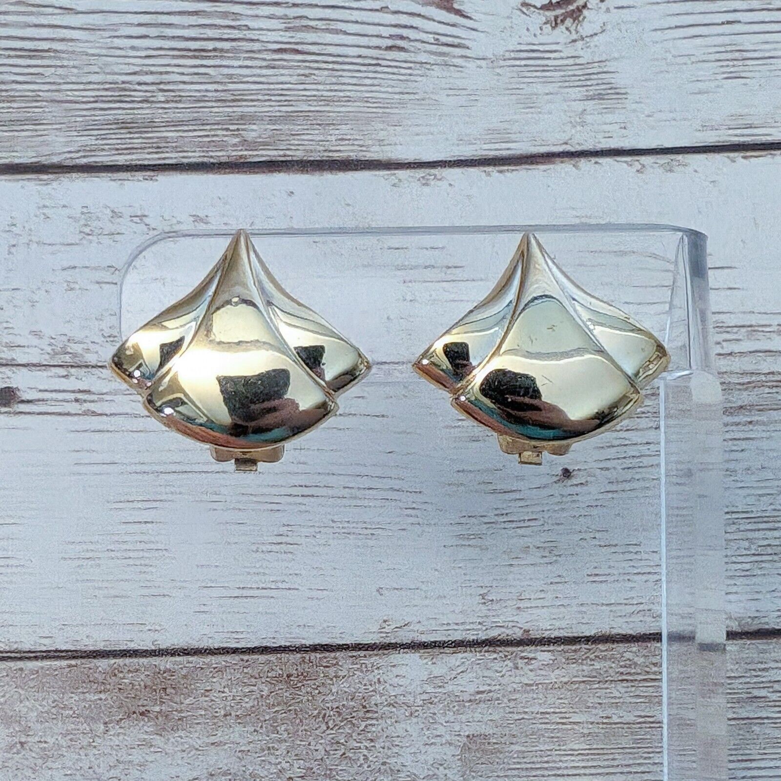 Vintage Clip On Earrings – Fancy Flourish Like Light Gold Tone – Some Marks