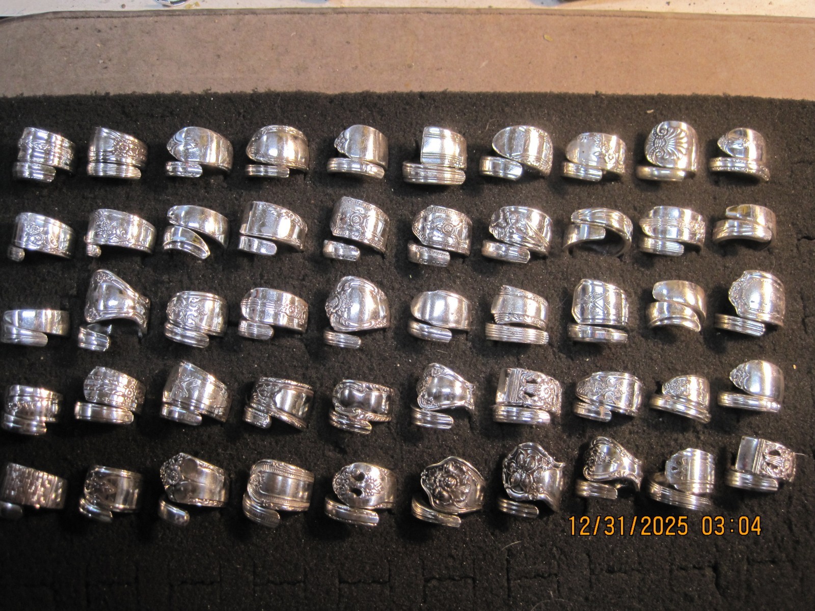 50 Vintage Handmade silverplate Spoon Rings mixed sizes