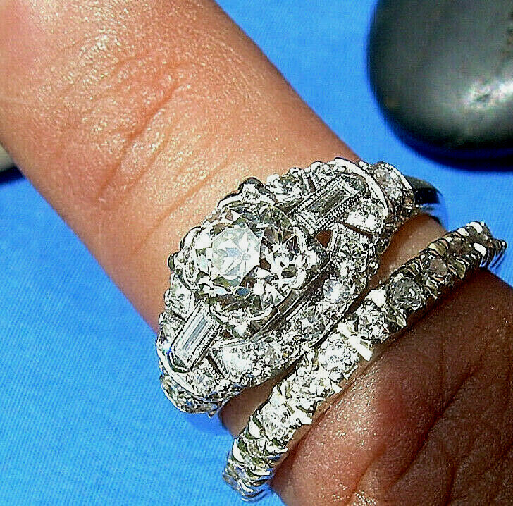 Original EARTH MINED DIAMOND Art Deco Engagement Ring Antique PLATINUM Solitaire