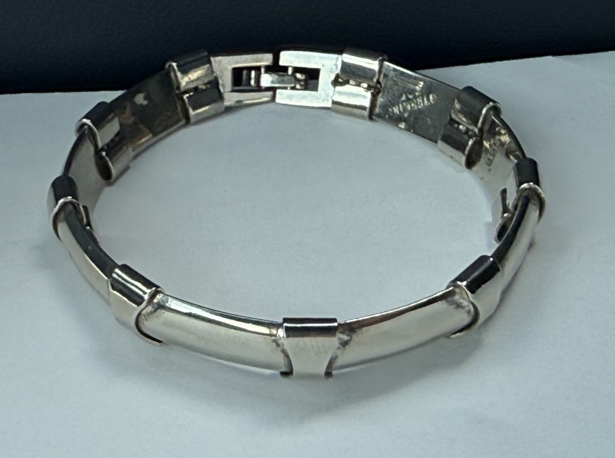 Vintage Sterling Silver 925 Chunky Reticulated Bar Link Snake Omega Bracelet 33g
