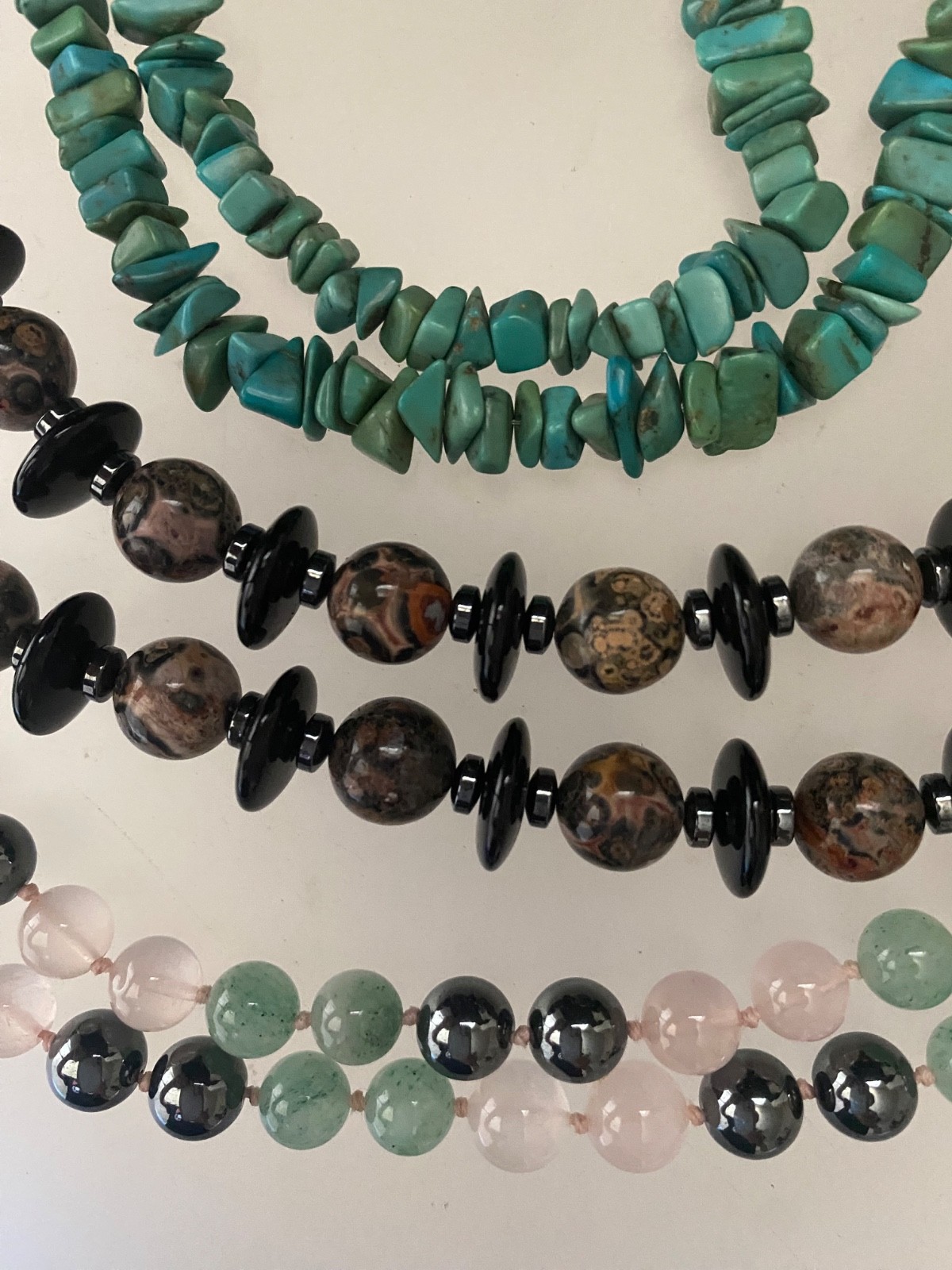 Lot 15 Vintage Semi-Precious Gemstone Jewelry Malachite Turquoise Jade Quartz