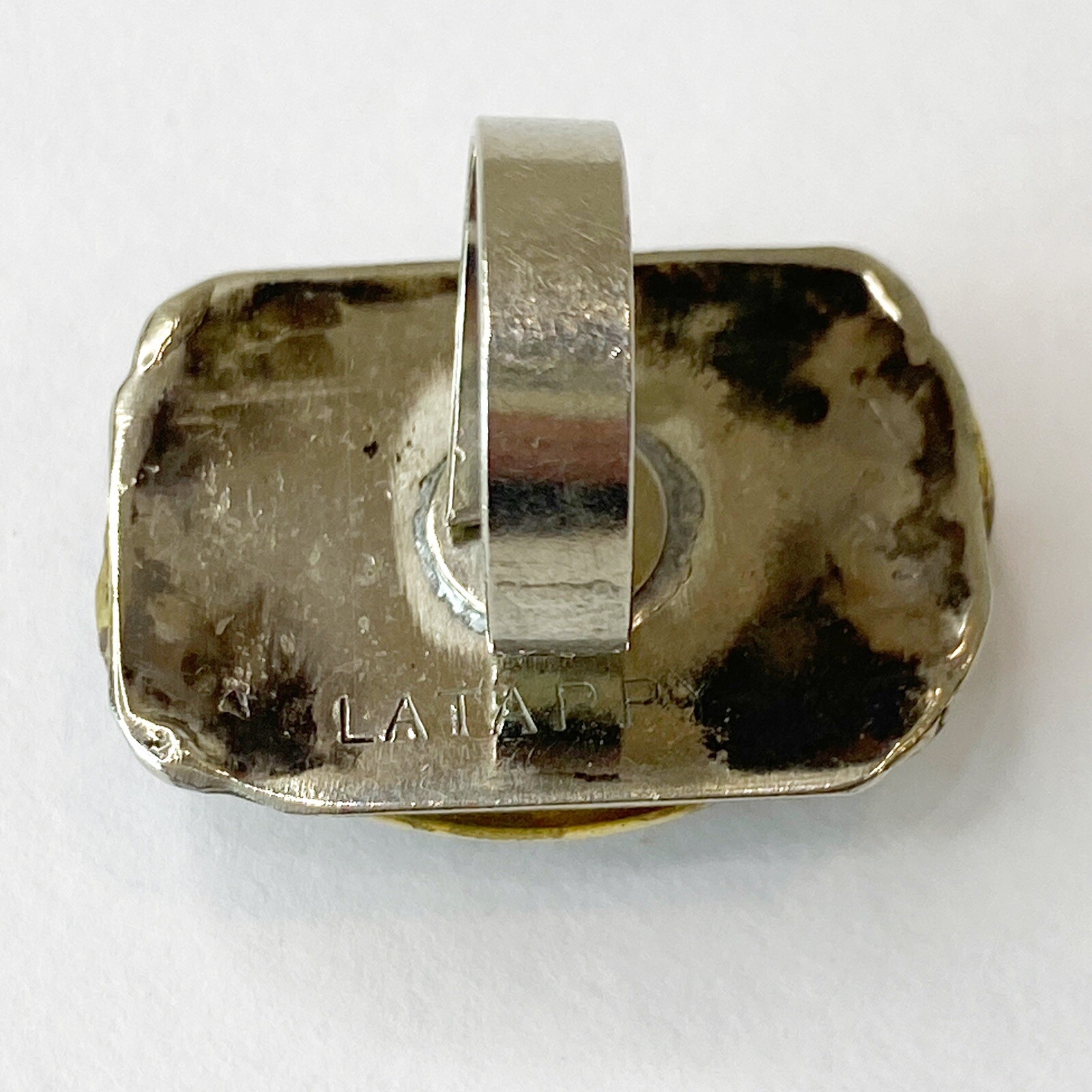 Latappy French Vintage Brutalist Adjustable Statement Ring Resin Mixed Metal HTF