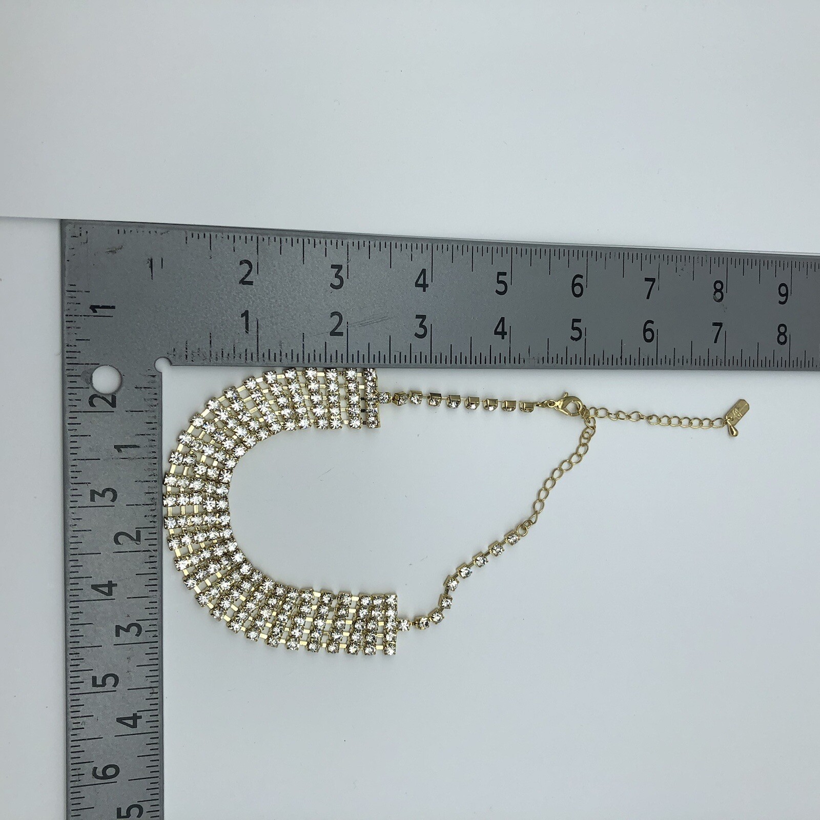 Beautiful rhinestone necklace signed unknown maker bridal prom drag