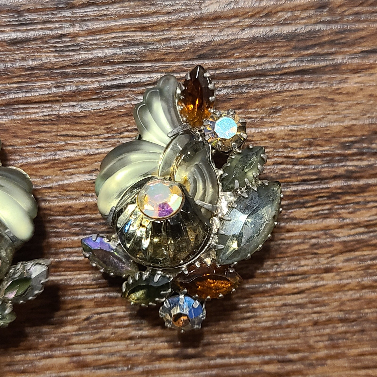 Vintage Edlee Signed Rhinestones Clip On Earrings