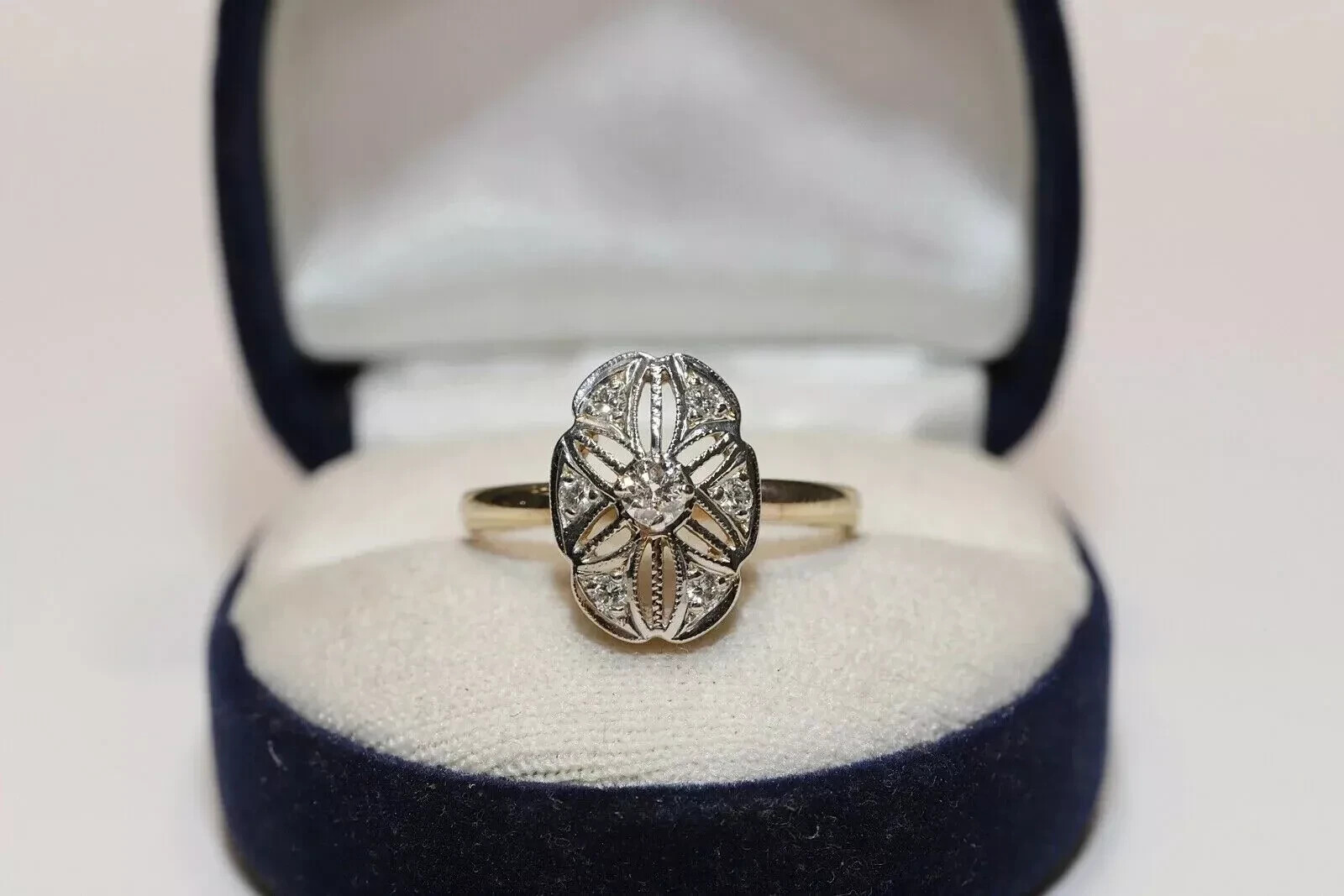 Art Deco Style Lab Created Diamond Filigree Floral 14K White Gold FN Gift Ring
