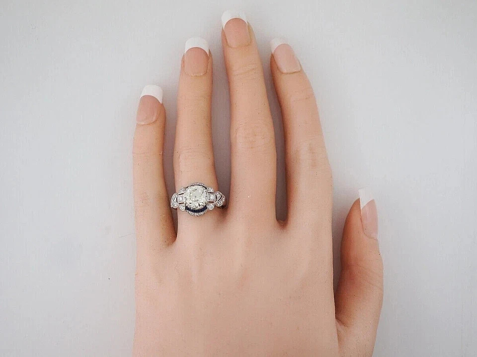 3Ct Art Deco Style Lab Created Diamond Engagement wedding 14K White Gold FN Ring