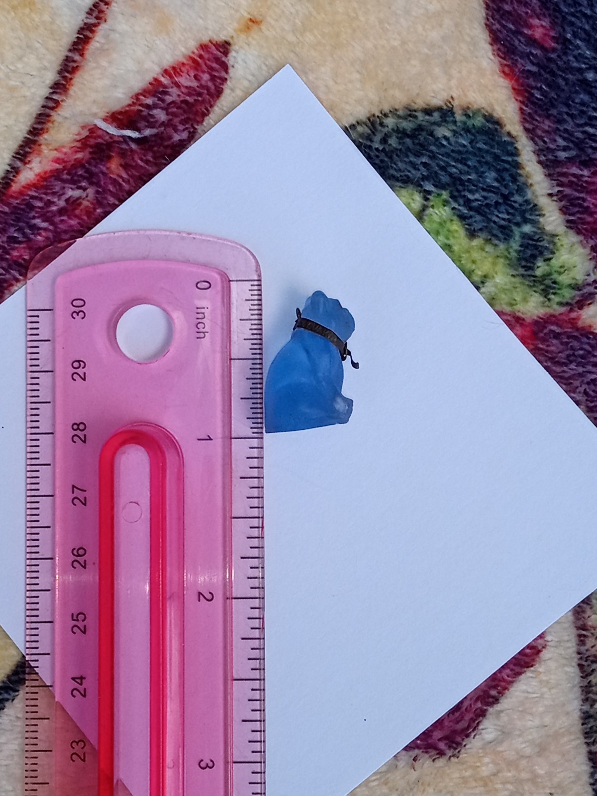 Antique, Vintage Czech Blue Pug, Bulldog Cracker Jack Glass Charm, Prize, 1″