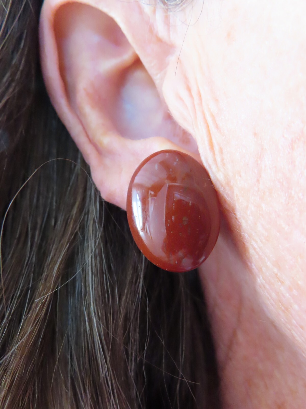 Vintage Golden Brown Oversize Clip Earrings