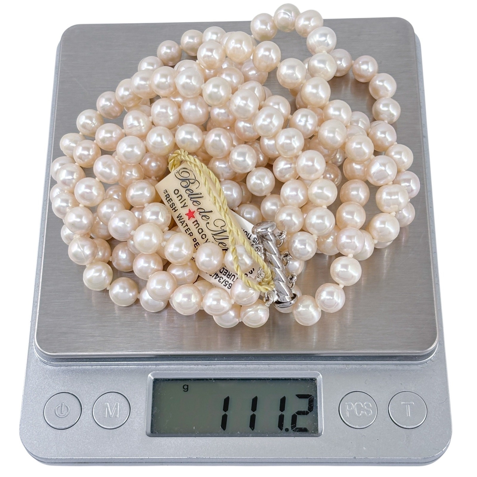 NWT Vintage Sterling Silver 925 Cream Rose Freshwater Pearl Necklace 18″