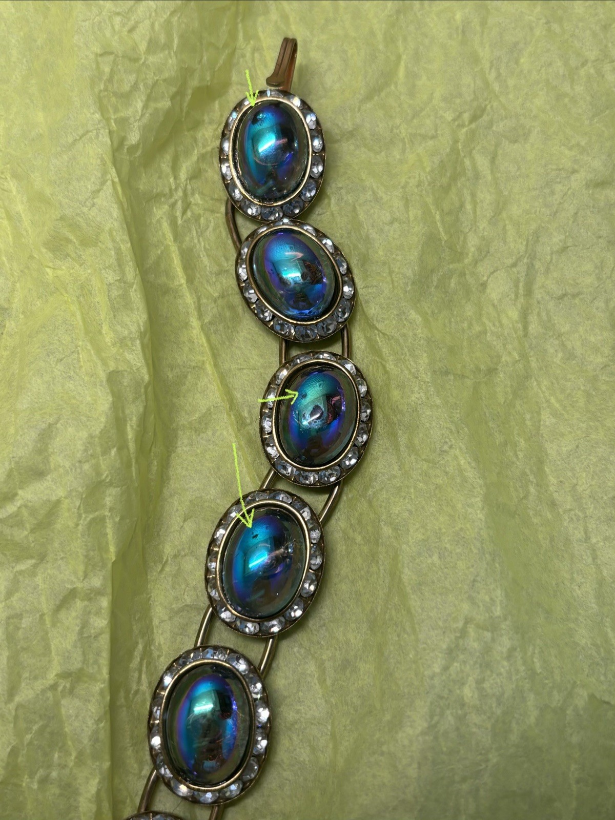 Vintage Peacock Iridescent Gripoux Cabochon AB Necklace ~ Stunning ~ Oil Slick