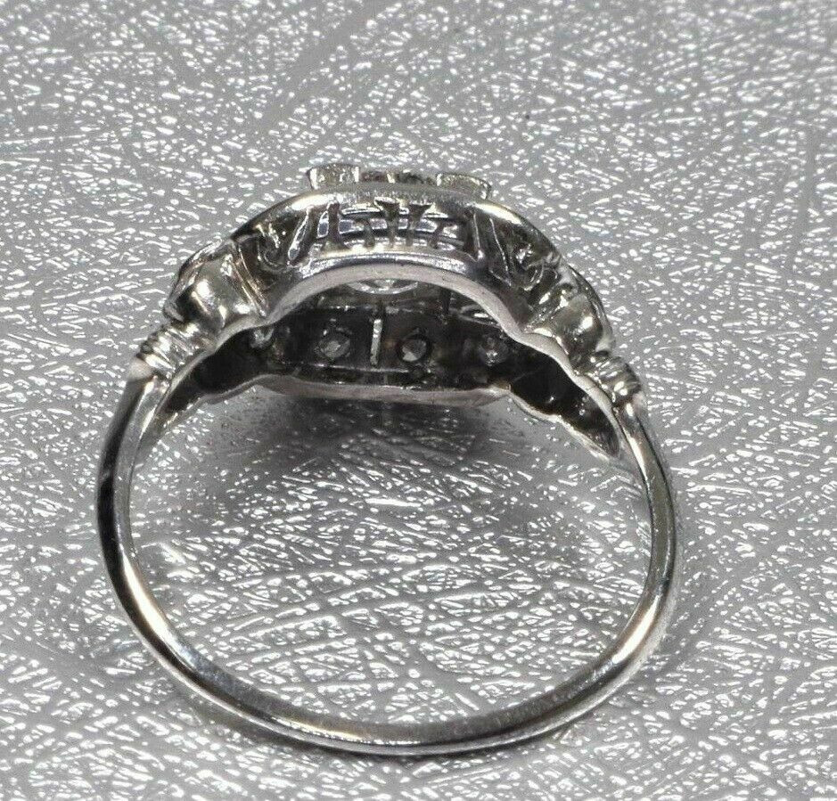 1.2CT White Round Cut Simulated Diamond Art Deco Vintage Wedding 925 Silver Ring