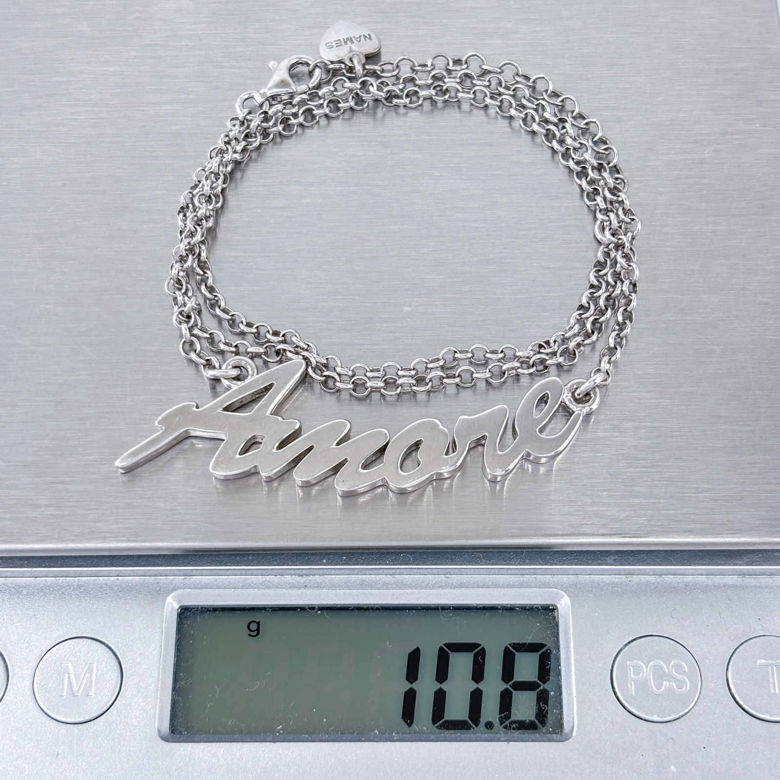 Vintage Italy Sterling Silver 925 | Amore Necklace 16.5″-18.5″