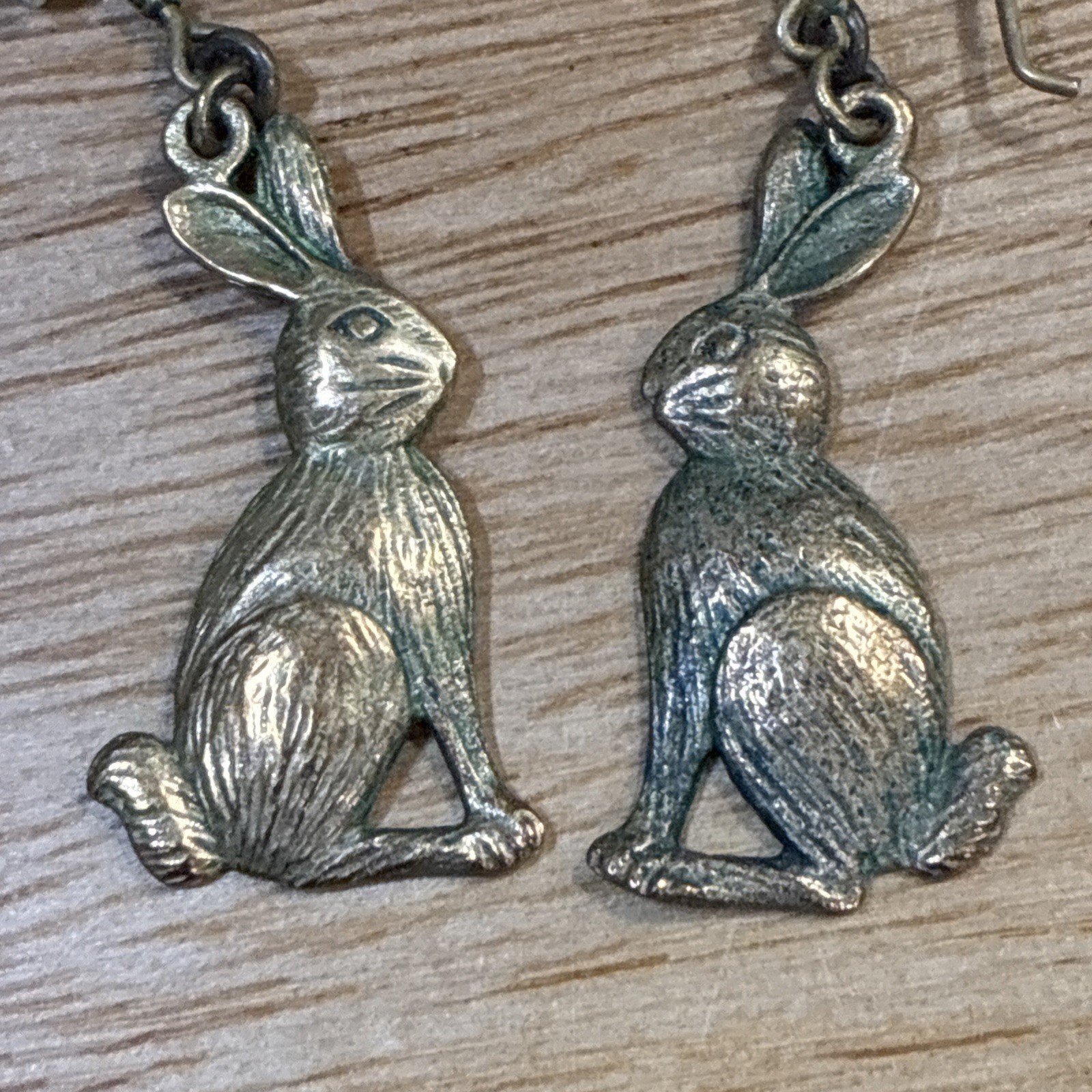Brass Bunny Rabbit Earrings Vintage Dangle From Estate