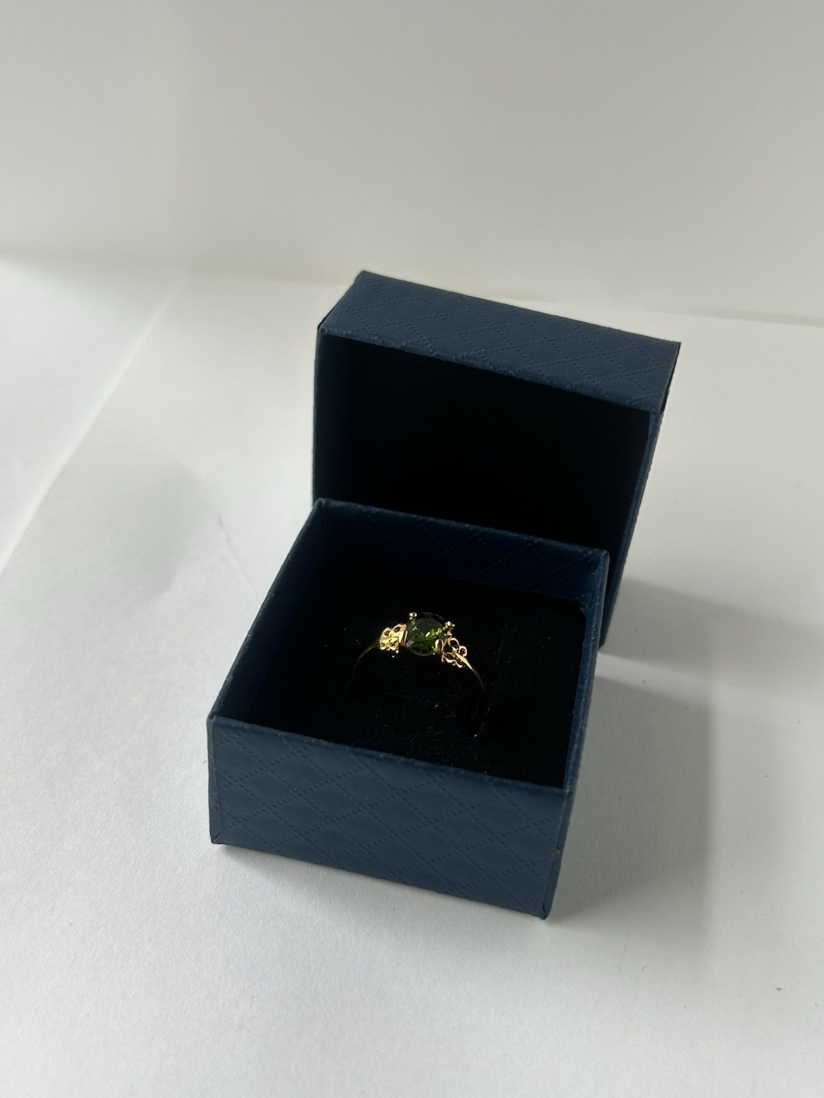 Vintage Green Cubic Zirconia Ring Gold Plated Womens Size 7.5