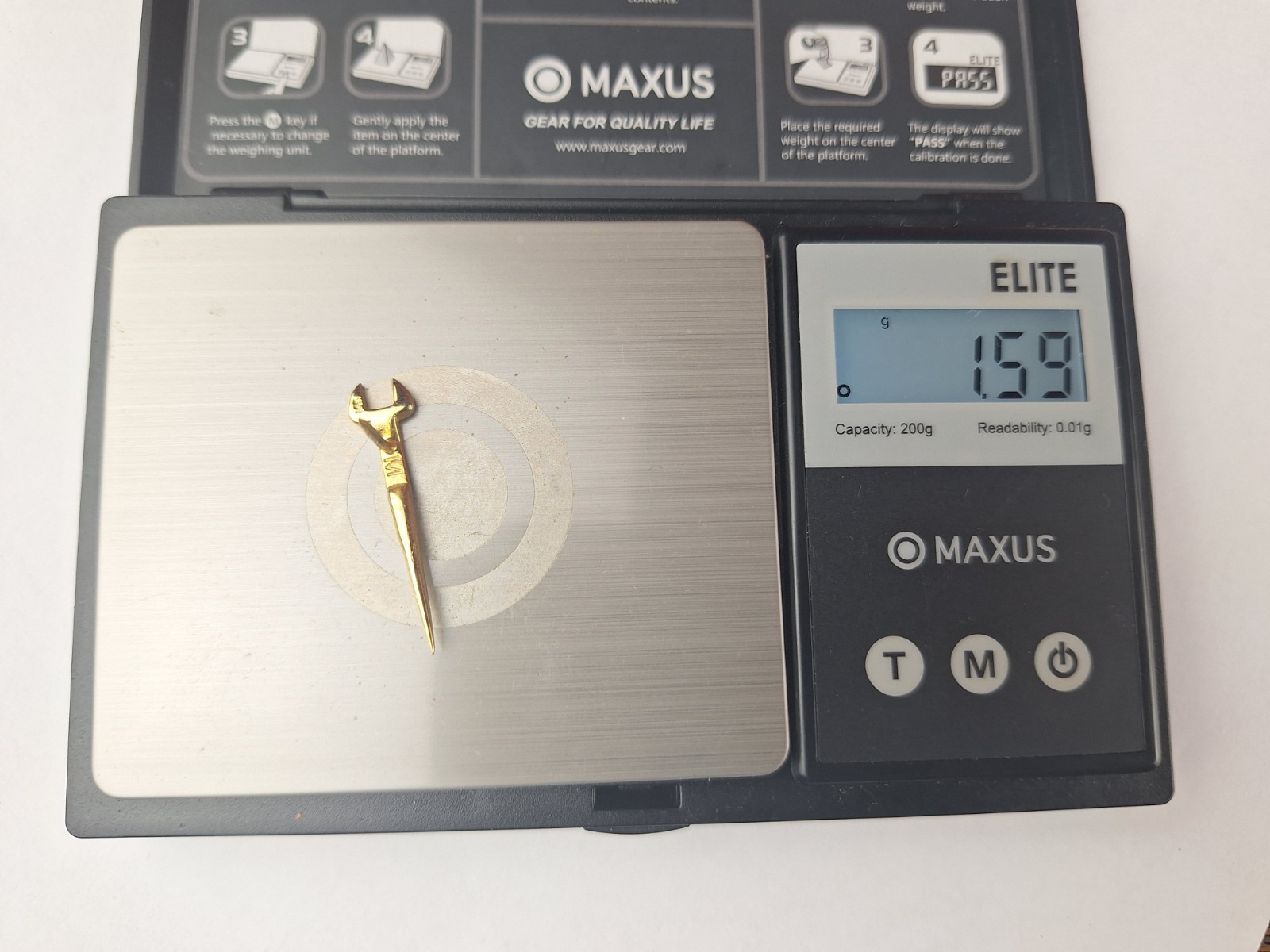 14K Solid Yellow Gold Iron Workers 3/4″ Wrench Tie Lapel Pin 1.59 grams