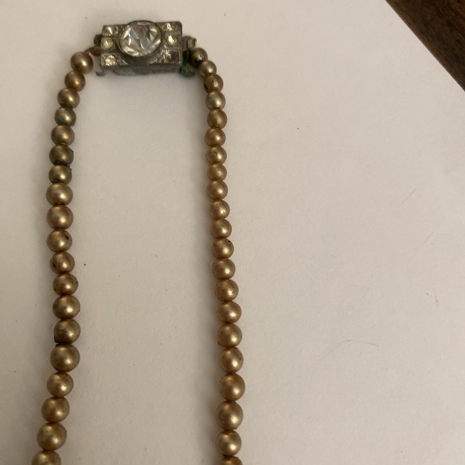 Vintage Faux Pearl Necklace With Rhinestone Clasp