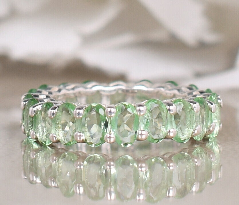 Mint Green Sapphire Wedding band Ring Green Sapphire Ring Anniversary Gifts
