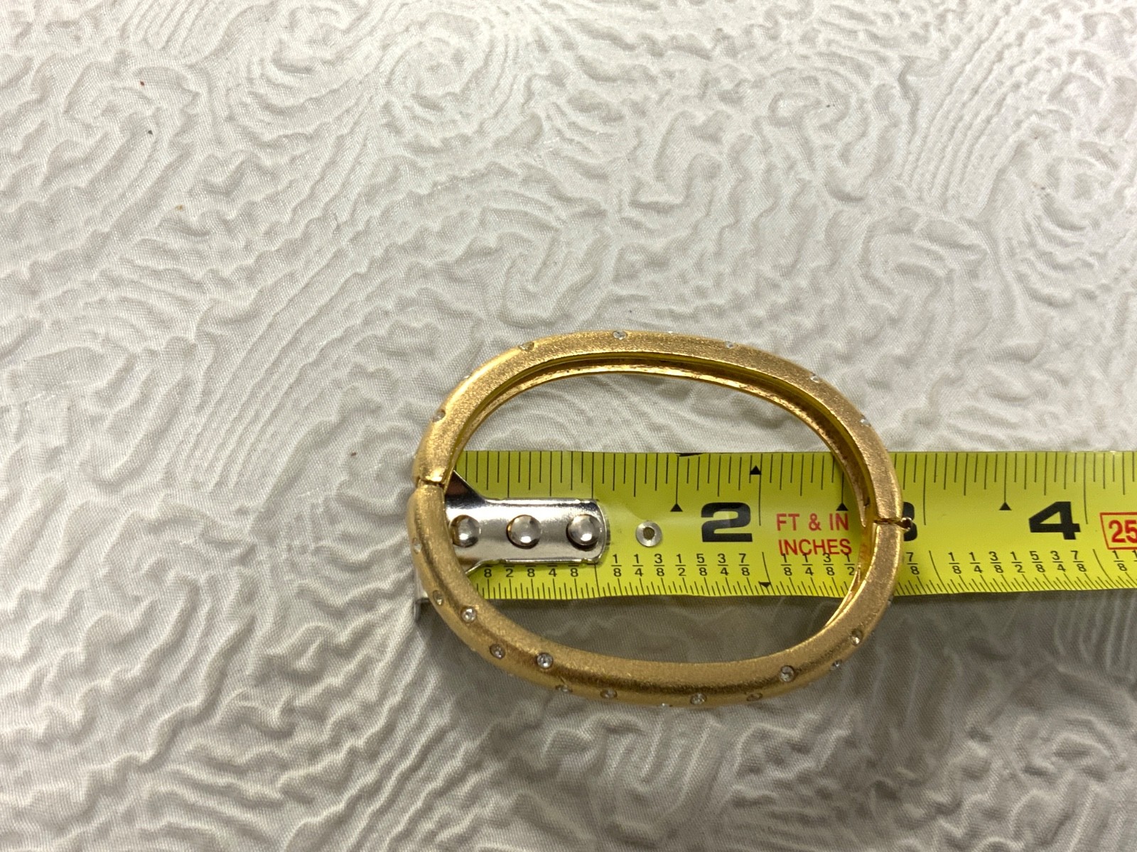 Vintage Swarovski Swan Gold Tone Signed Crystal Pave Hinged Bangle Bracelet