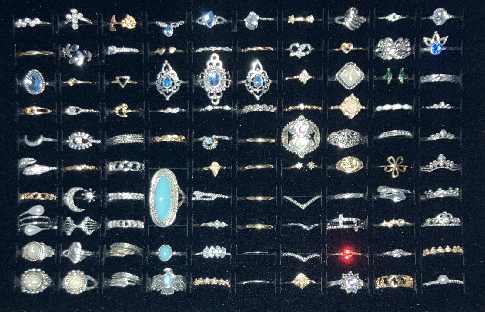 New Wholesale 50 Fashion Rings w/ Mixed Metals, mixed sizes with various stones!