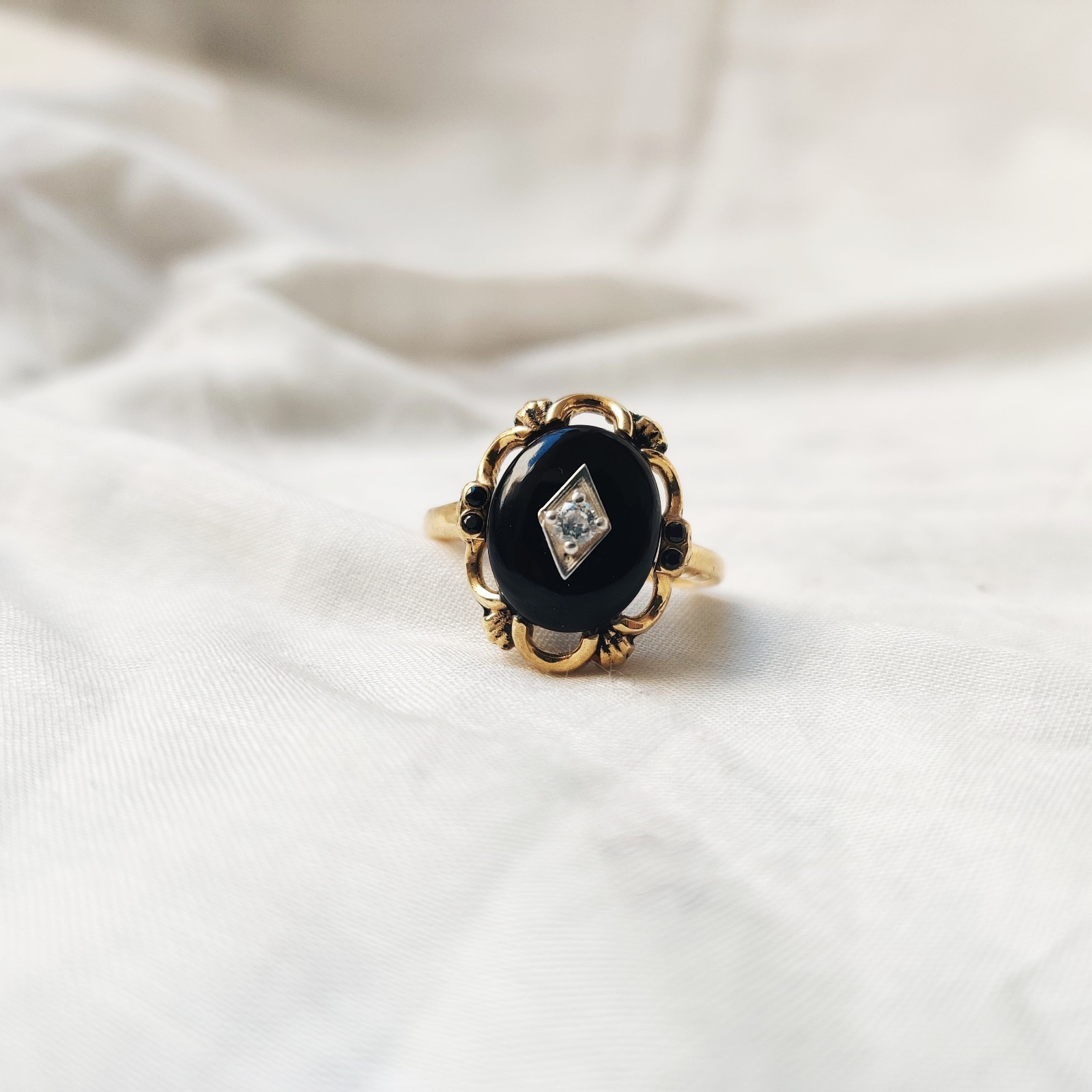 antique 925 silver vintage Victorian art deco handmade black onyx ring best gift