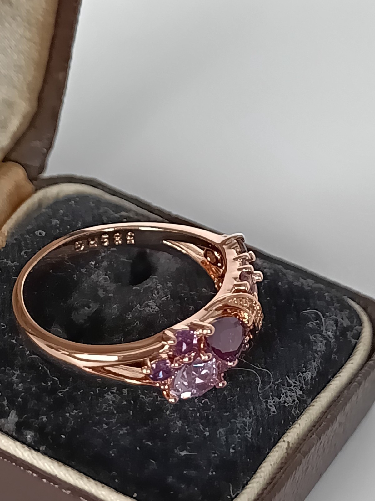 Vintage 1990-s 14 Ct Rolled Gold Amethyst Ring Size UK R US 8.5 – Hallmarked!