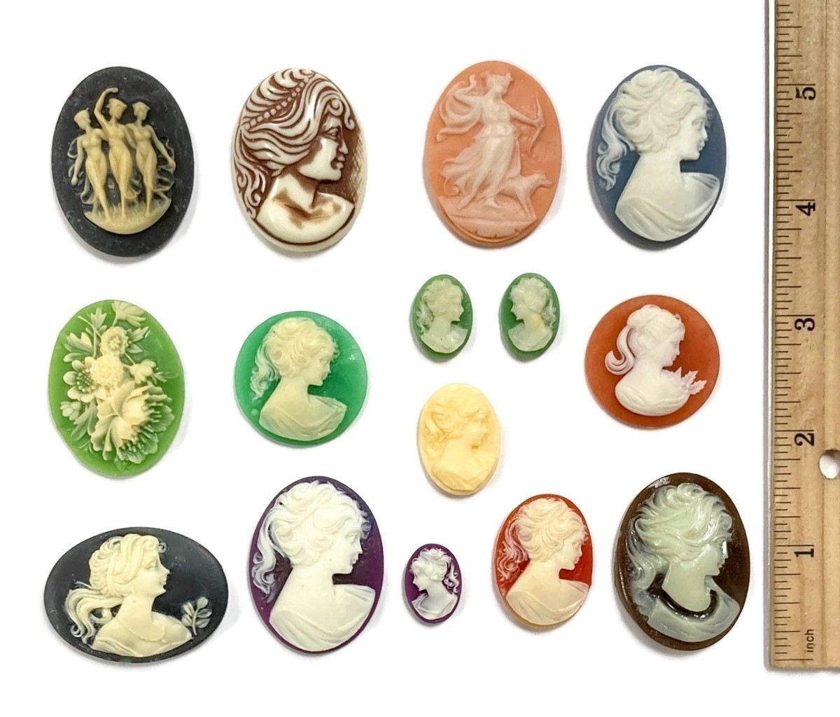 15 Vintage Resin Cameos (West German, Hong Kong, Japan) DIY Jewelry Crafting C82