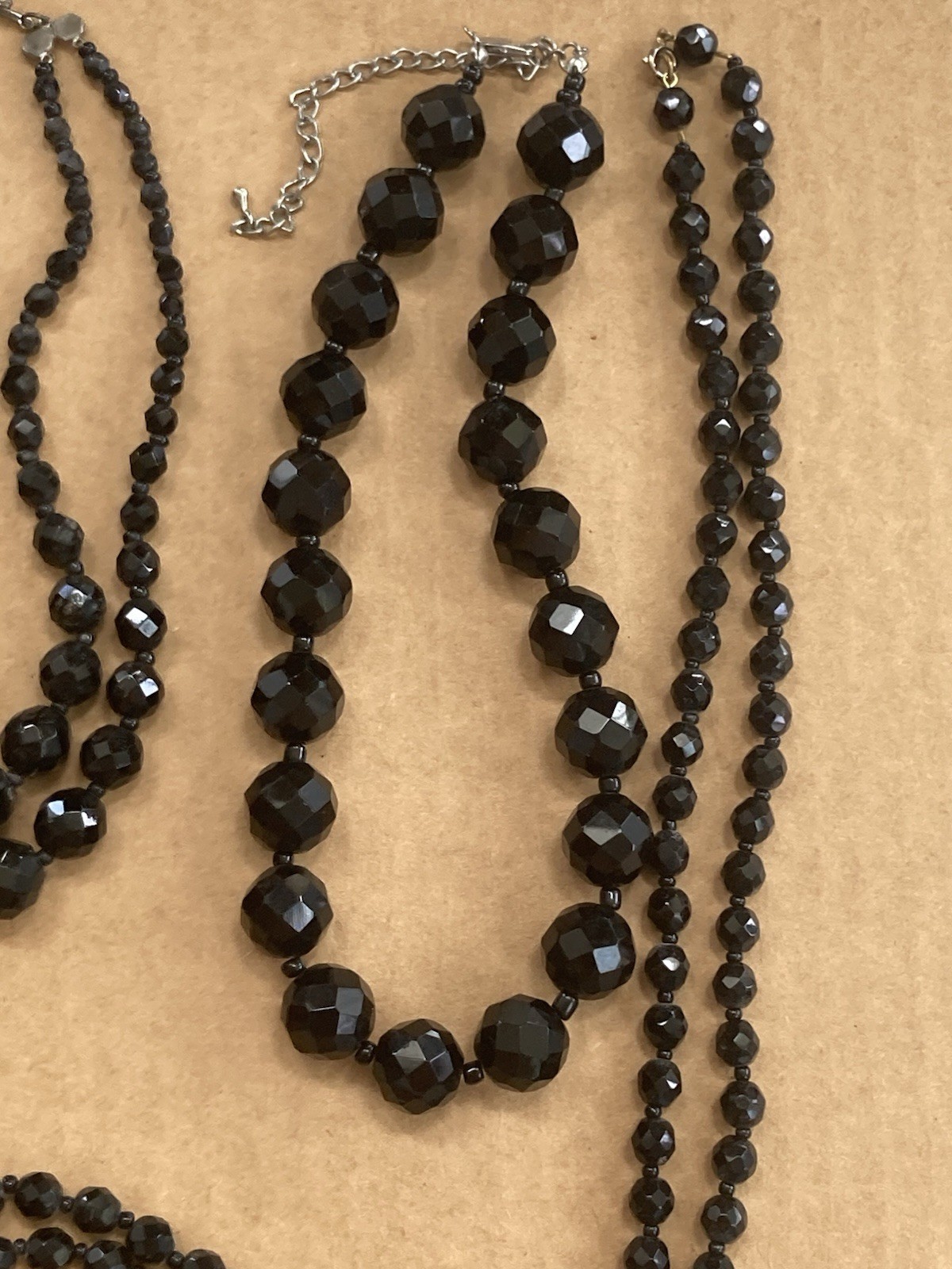 Vintage Black Glass Bead Necklace Lot ~ 1 lb wear or craft