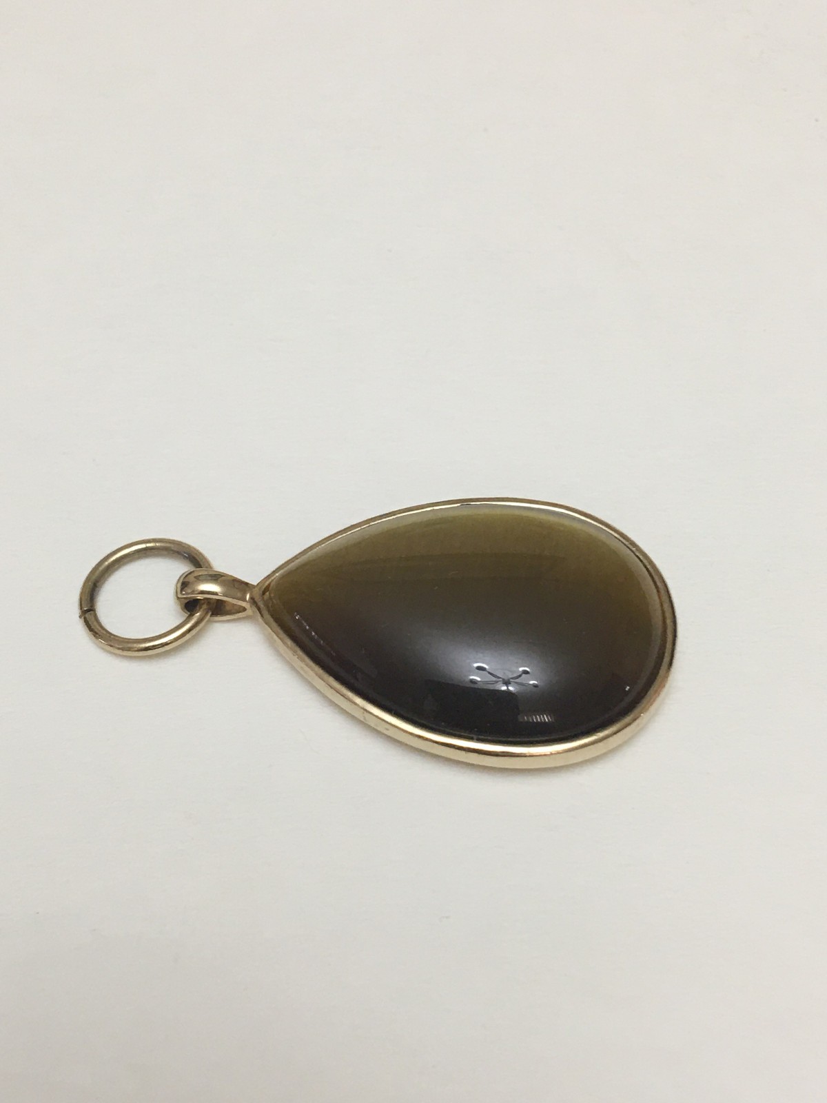 Tiger Eye Stone Pendant With Gold Tone
