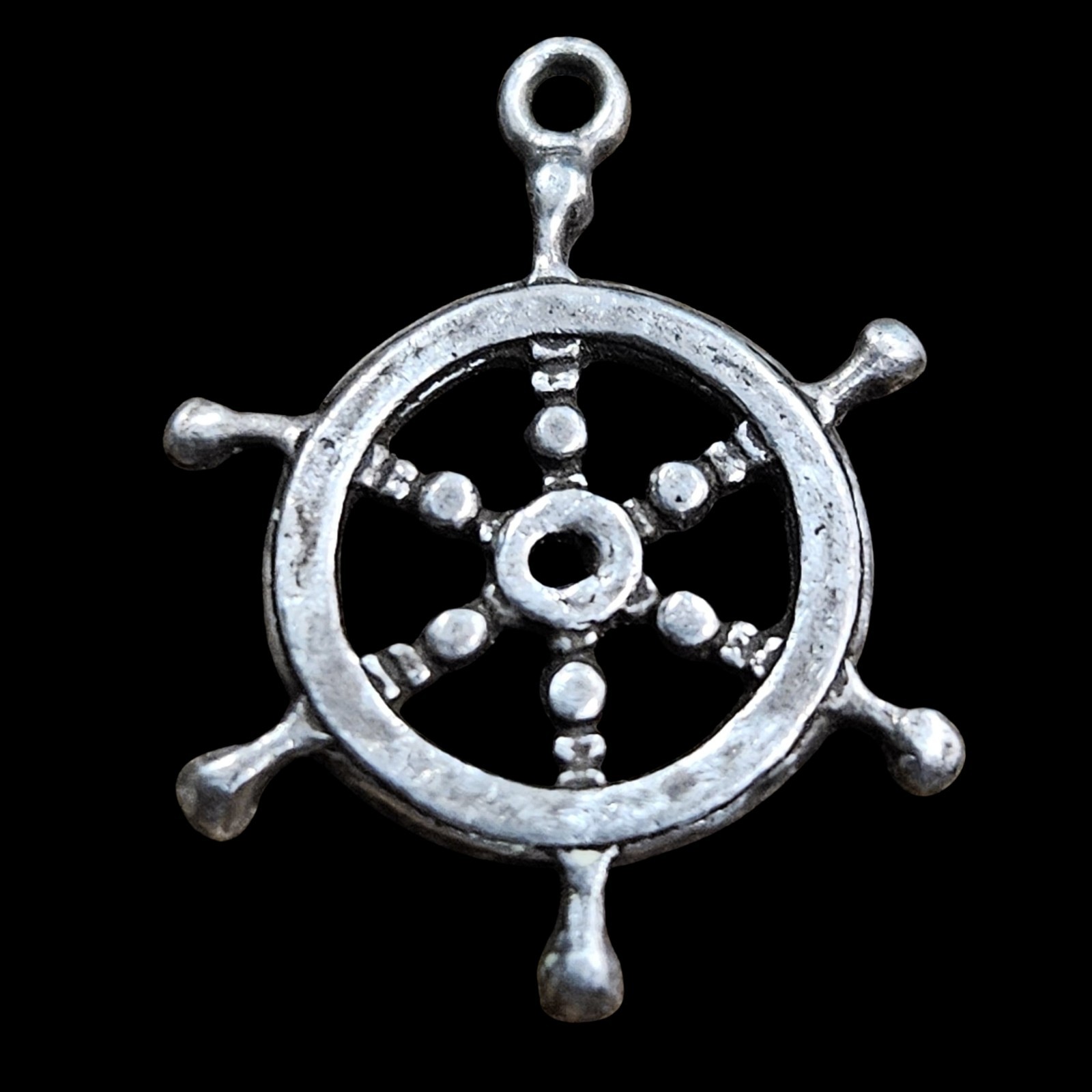 ​Sterling Silver 925 Vintage Ship Wheel Helm Nautical Charm Pendant 3.39g